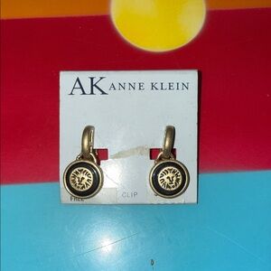 Anne Klein Gold and Black Clip Earrings